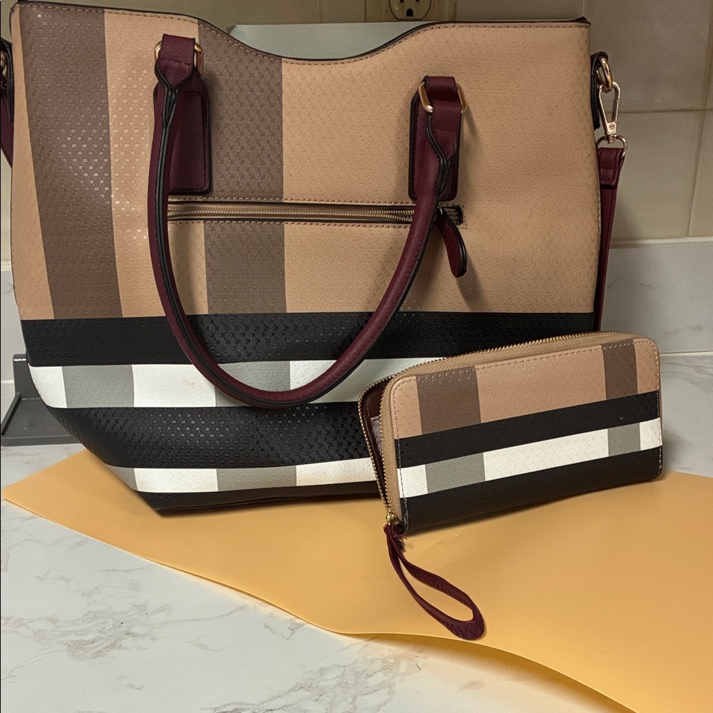 Stylish Tan and Brown Women's Bag Set
